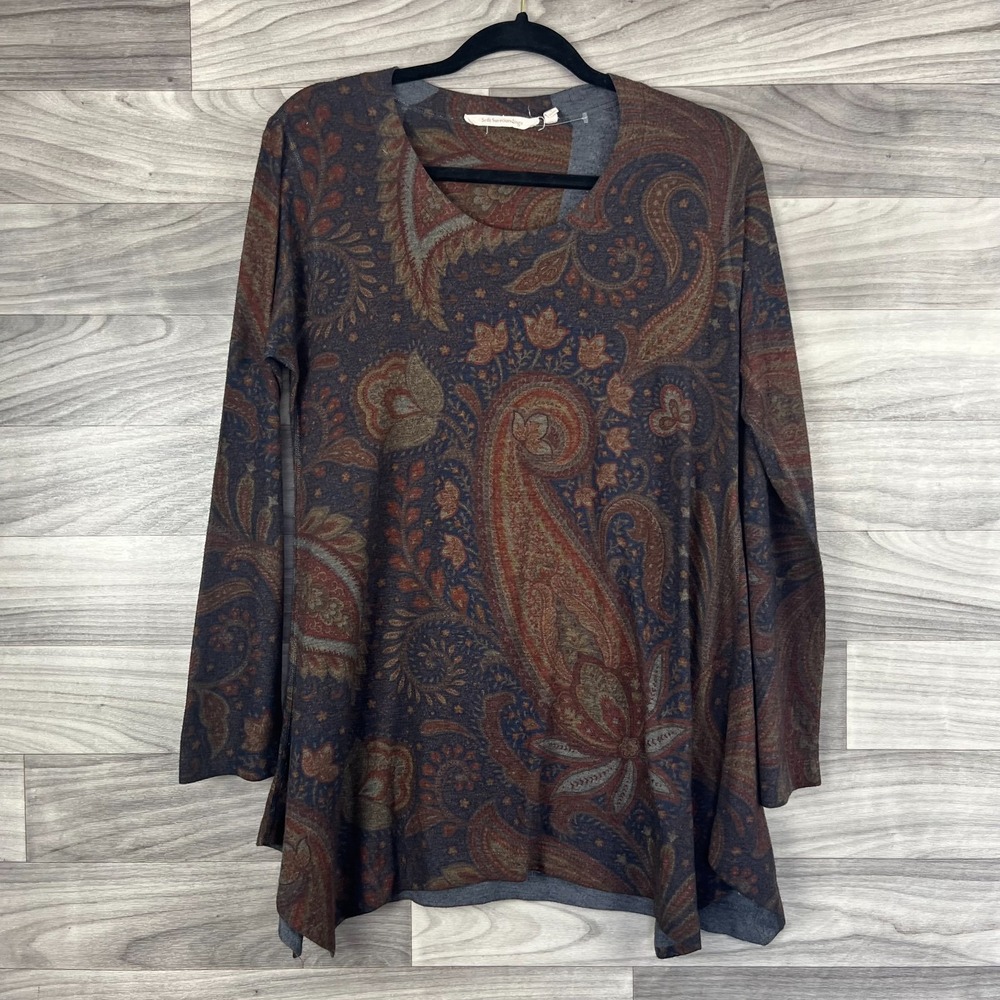 Soft Surroundings Tunic Top‎ Womens Small Multicolor Paisley Print Handkerchief
